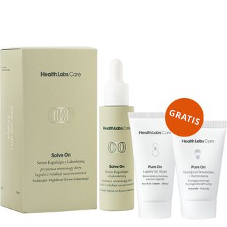 Health Labs Solve On, serum regulujące z laktoferyną, 30 ml + łagodny żel myjący, 30 ml i emulsja do demakijażu i oczyszczania, 20 ml gratis - zdjęcie produktu