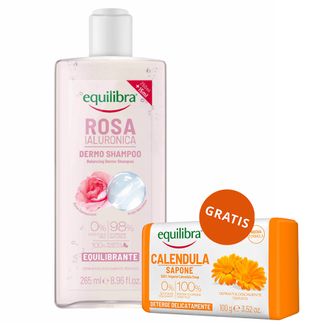 Equilibra Rosa, szampon równoważący, róża i kwas hialuronowy, 265 ml + mydło nagietkowe, 100 g gratis - zdjęcie produktu