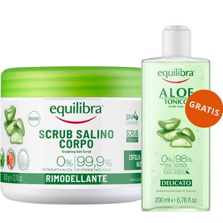 Equilibra Aloe, modelujący peeling solny, 600 g + tonik do twarzy, aloesowy, 200 ml gratis Equilibra Aloe, modelujący peeling solny, 600 g + tonik do twarzy, aloesowy, 200 ml gratis - zdjęcie produktu