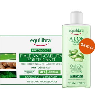 Equilibra Tricologica, wzmacniające ampułki przeciw wypadaniu włosów, 10 ampułek x 8 ml + tonik do twarzy, aloesowy, 200 ml gratis - zdjęcie produktu