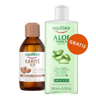 Equilibra Karite, olejek z masła shea, 120 ml + tonik do twarzy, aloesowy, 200 ml gratis Equilibra Karite, olejek z masła shea, 120 ml + tonik do twarzy, aloesowy, 200 ml gratis - zdjęcie produktu