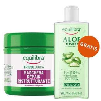 Equilibra Tricologica, naprawcza maska restrukturyzująca, 250 ml + tonik do twarzy, aloesowy, 200 ml gratis - zdjęcie produktu
