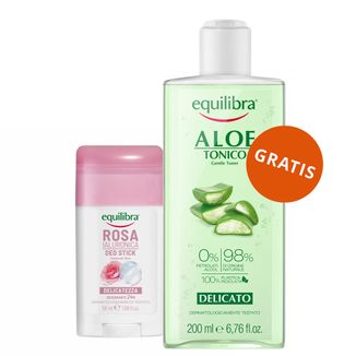 Equilibra Rosa, dezodorant różany w sztyfcie z kwasem hialuronowym, 50 ml + tonik do twarzy, aloesowy, 200 ml gratis - zdjęcie produktu