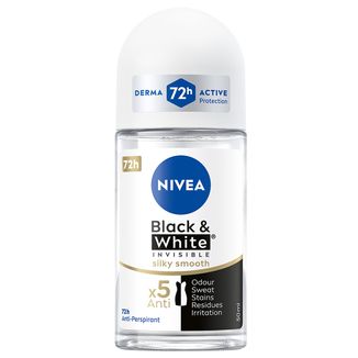 Nivea Black & White Silky Smooth, antyperspirant roll-on, 72h, 50 ml - zdjęcie produktu