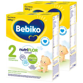Zestaw Bebiko 2 Nutriflor Expert, mleko następne, powyżej 6 miesiąca, 2 x 550 g Zestaw Bebiko 2 Nutriflor Expert, mleko następne, powyżej 6 miesiąca, 2 x 550 g - zdjęcie produktu