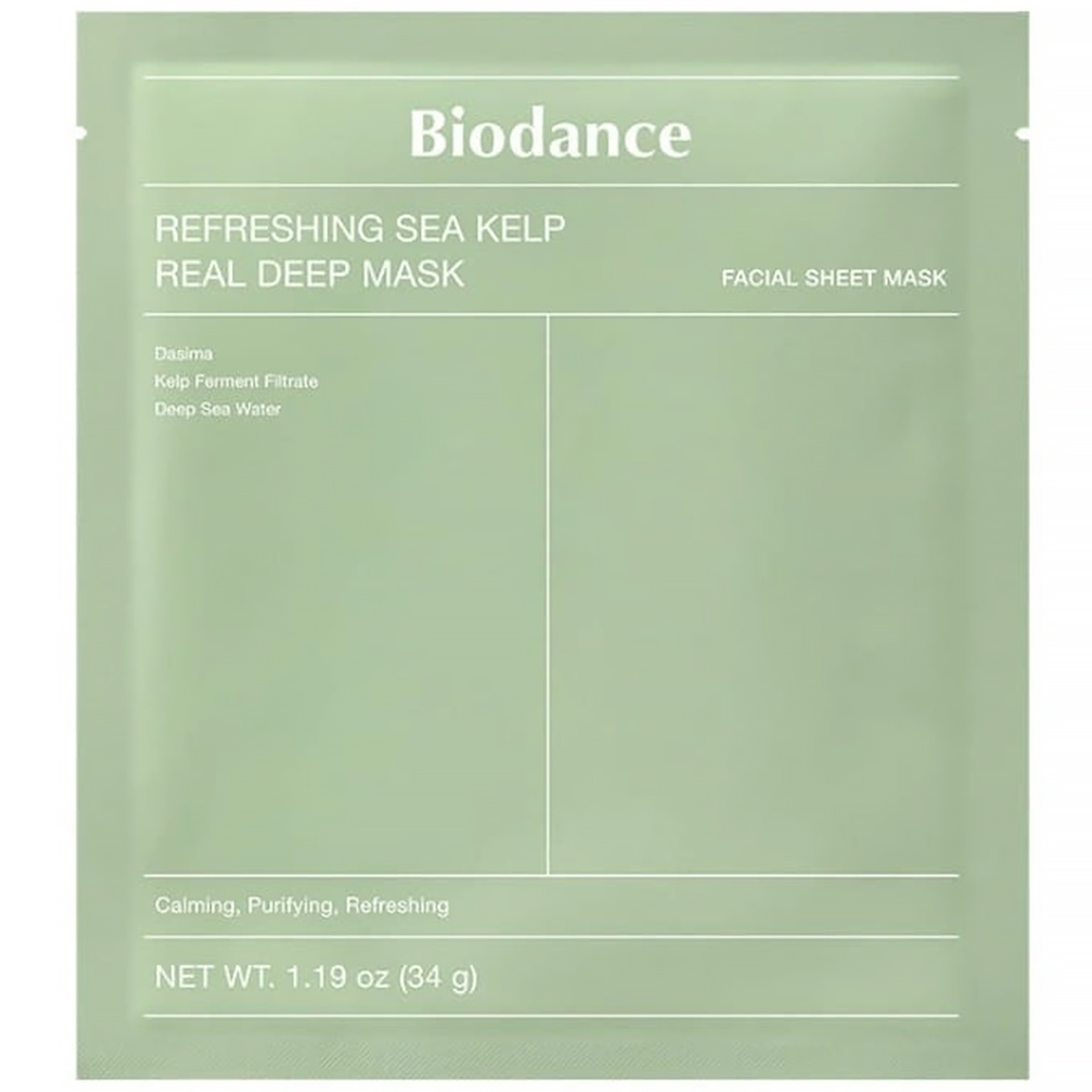 Nieznana Biodance Refreshing Sea Kelp Real Deep Mask, erfrischend Gesichtsmaske, 34 g — Inhaltsstoffe und Bewertung