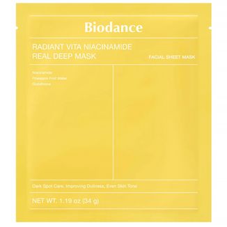 Biodance Radiant Vita Niacinamide Real Deep Mask, rozświetlająca maska do twarzy, 34 g - zdjęcie produktu