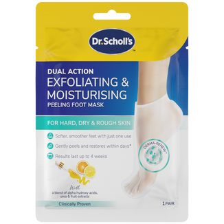 Dr. Scholl's Dual Action Exfoliating Moisturising Peeling Foot Mask, maska peelingująca do stóp, złuszczająca i nawilżająca, 1 para - zdjęcie produktu