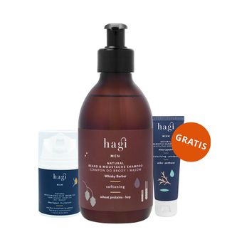 Zestaw Hagi Men Ahoj Kapitanie, nawilżający krem-żel do twarzy dla mężczyzn, 50 ml + szampon do brody i wąsów, zmiękczający, 300 ml + krem do rąk, 50 ml gratis Zestaw Hagi Men Ahoj Kapitanie, nawilżający krem-żel do twarzy dla mężczyzn, 50 ml + szampon do brody i wąsów, zmiękczający, 300 ml + krem do rąk, 50 ml gratis - zdjęcie produktu