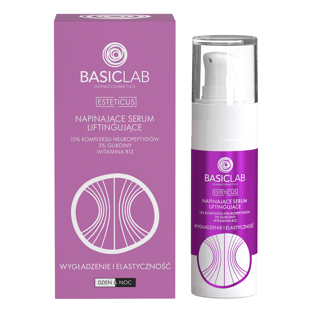 Basiclab BasicLab Esteticus, napinające serum liftingujące, 15% kompleksu neuropeptydów, 3% glikoiny, witamina B12, 30 ml — Inhaltsstoffe und Bewertung