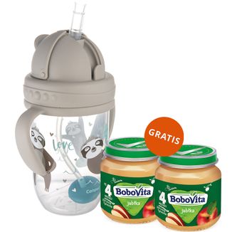 Canpol Babies, kubek niekapek z rurką i odważnikiem, Exotic Animals, szary, od 6 miesiąca, 270 ml + BoboVita Deser, jabłko, po 4 miesiącu, 2 x 125 g gratis Canpol Babies, kubek niekapek z rurką i odważnikiem, Exotic Animals, szary, od 6 miesiąca, 270 ml + BoboVita Deser, jabłko, po 4 miesiącu, 2 x 125 g gratis - zdjęcie produktu