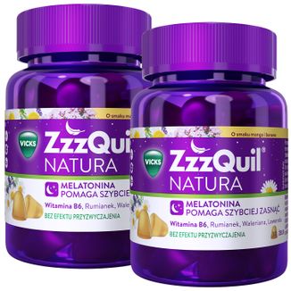 Zestaw ZzzQuil Natura, żelki, smak mango-banan, 2 x 30 sztuk Zestaw ZzzQuil Natura, żelki, smak mango-banan, 2 x 30 sztuk - zdjęcie produktu