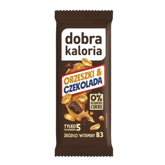 Dobra Kaloria Baton, orzeszki & czekolada, bez dodatku cukru, bez laktozy, 35 g - zdjęcie produktu