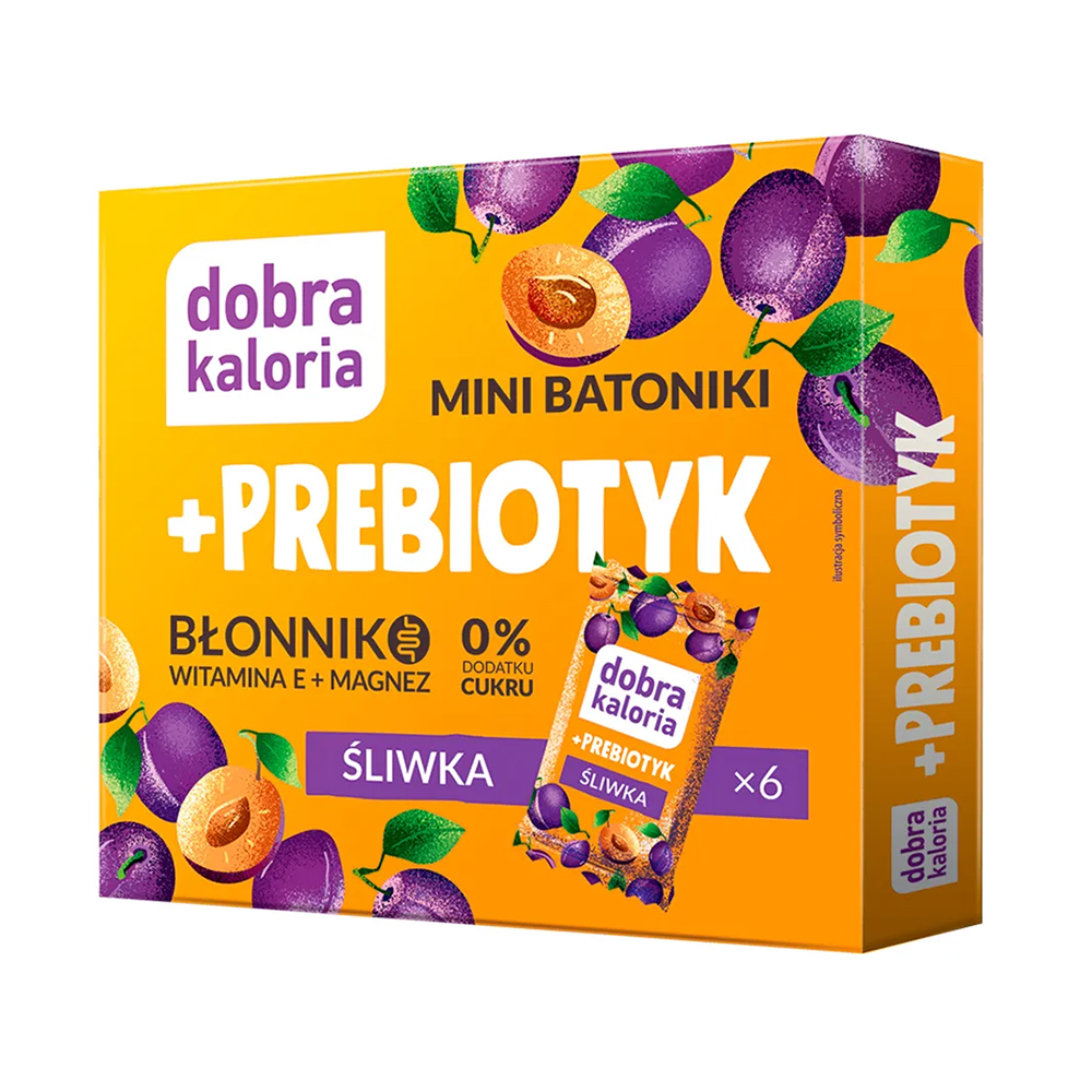 Dobra Kaloria Dobra Kaloria Mini batoniki + Prebiotyk, śliwka, bez dodatku cukru, 102 g
