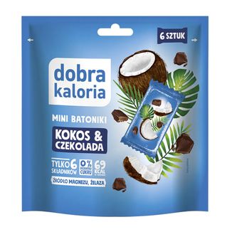 Dobra Kaloria Mini batoniki, kokos & czekolada, bez dodatku cukru, 102 g Dobra Kaloria Mini batoniki, kokos & czekolada, bez dodatku cukru, 102 g - zdjęcie produktu