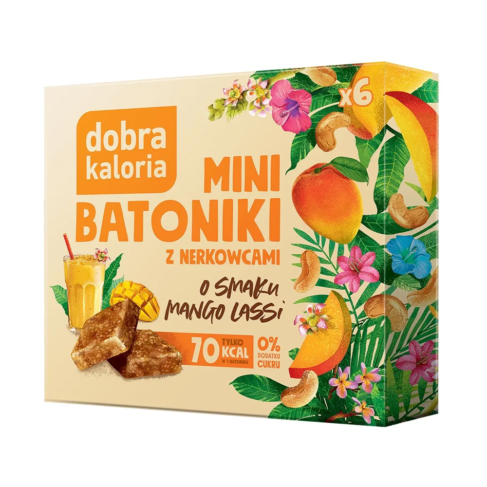 Dobra Kaloria Dobra Kaloria Mini batoniki o smaku mango lassi, bez dodatku cukru, 102 g — Składniki i ocena