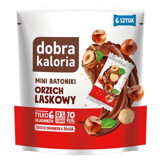 Dobra Kaloria Mini batoniki, orzech laskowy, bez dodatku cukru, 108 g - zdjęcie produktu