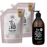 Zestaw Yope Bergamotka i Różowy Pieprz, naturalne mydło w płynie, zapas, 2 x 600 ml + butelka na mydło, szklana, 500 ml - miniaturka zdjęcia produktu