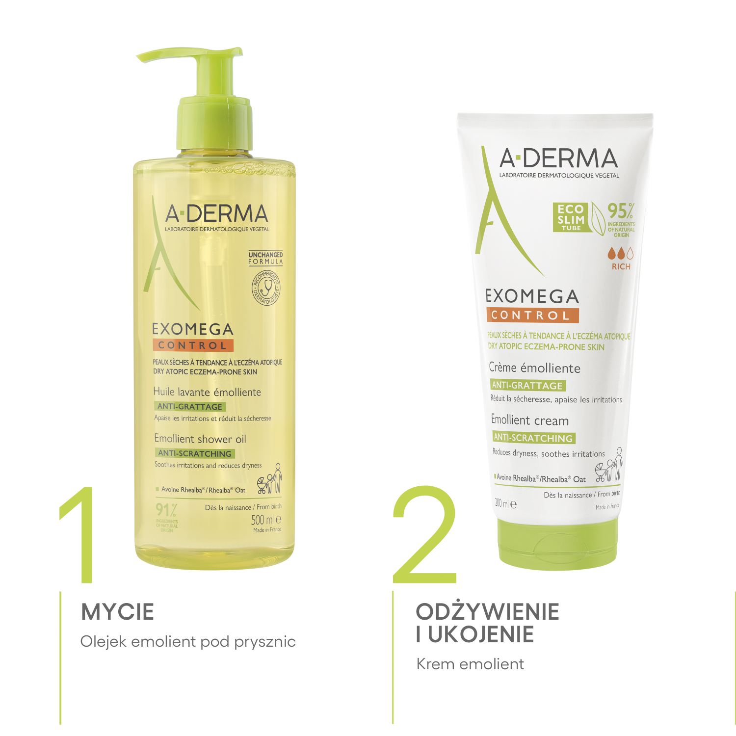 Набор A-Derma Exomega Control, крем 400 мл и масло для душа 500 мл, для сухой кожи, склонной к атопии — фото 7