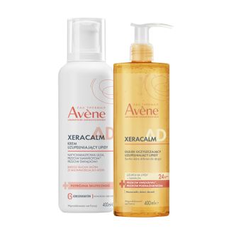 Zestaw Avene XeraCalm A.D, krem uzupełniający lipidy do twarzy i ciała, skóra bardzo sucha, atopowa i swędząca, 400 ml + olejek do mycia, uzupełniający lipidy, 400 ml Zestaw Avene XeraCalm A.D, krem uzupełniający lipidy do twarzy i ciała, skóra bardzo sucha, atopowa i swędząca, 400 ml + olejek do mycia, uzupełniający lipidy, 400 ml - zdjęcie produktu