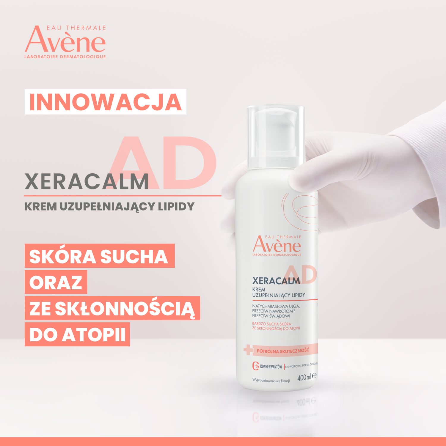 Набор Avene XeraCalm A.D: крем для лица и тела 400 мл и очищающее масло 400 мл, для очень сухой и атопичной кожи — фото 3