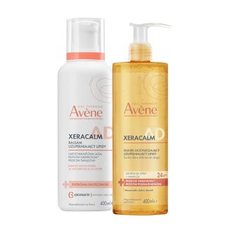 Zestaw Avene XeraCalm A.D, balsam uzupełniający lipidy do twarzy i ciała, skóra bardzo sucha, atopowa i swędząca, 400 ml + olejek do mycia, uzupełniający lipidy, 400 ml Zestaw Avene XeraCalm A.D, balsam uzupełniający lipidy do twarzy i ciała, skóra bardzo sucha, atopowa i swędząca, 400 ml + olejek do mycia, uzupełniający lipidy, 400 ml - zdjęcie produktu