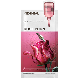 Mediheal Rose PDRN Essential Mask, zwężająca pory maska do twarzy w płachcie z ekstraktem z róży damasceńskiej, 24 ml - zdjęcie produktu