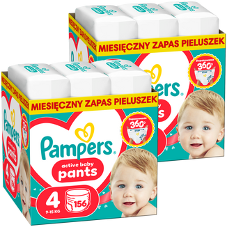 Zestaw Pampers Active Baby Pants 4 (9-15 kg), pieluchomajtki, 2 x 156 sztuk - zdjęcie produktu