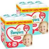 Zestaw Pampers Premium Care Pants 6 (13-19 kg), pieluchomajtki, 2 x 72 sztuki - miniaturka zdjęcia produktu