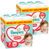 Zestaw Pampers Premium Care Pants 7 (15+ kg), pieluchomajtki, 2 x 62 sztuki - miniaturka zdjęcia produktu