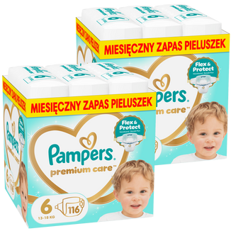 Zestaw Pampers Premium Care 6 (13-18 kg), pieluchy, 2 x 116 sztuk - zdjęcie produktu