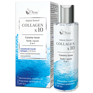 Ava Aqua Boost Collagen x10, tonik i serum 2w1, 100 ml Ava Aqua Boost Collagen x10, tonik i serum 2w1, 100 ml - zdjęcie produktu