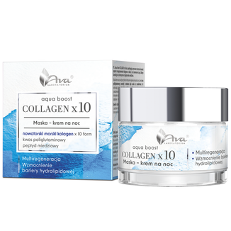 Ava Aqua Boost Collagen x10, maska-krem na noc, 50 ml - zdjęcie produktu