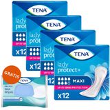 Zestaw Tena Lady, podpaski specjalistyczne, Maxi, 4 x 12 sztuk + chusteczki nawilżane 3w1, z klipsem, 48 sztuk gratis - miniaturka zdjęcia produktu