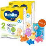 Zestaw Bebiko 2 Nutriflor Expert, mleko następne, powyżej 6 miesiąca, 2 x 550 g + zestaw zabawek do kąpieli z przyssawkami, od urodzenia, 5 sztuk gratis - miniaturka zdjęcia produktu