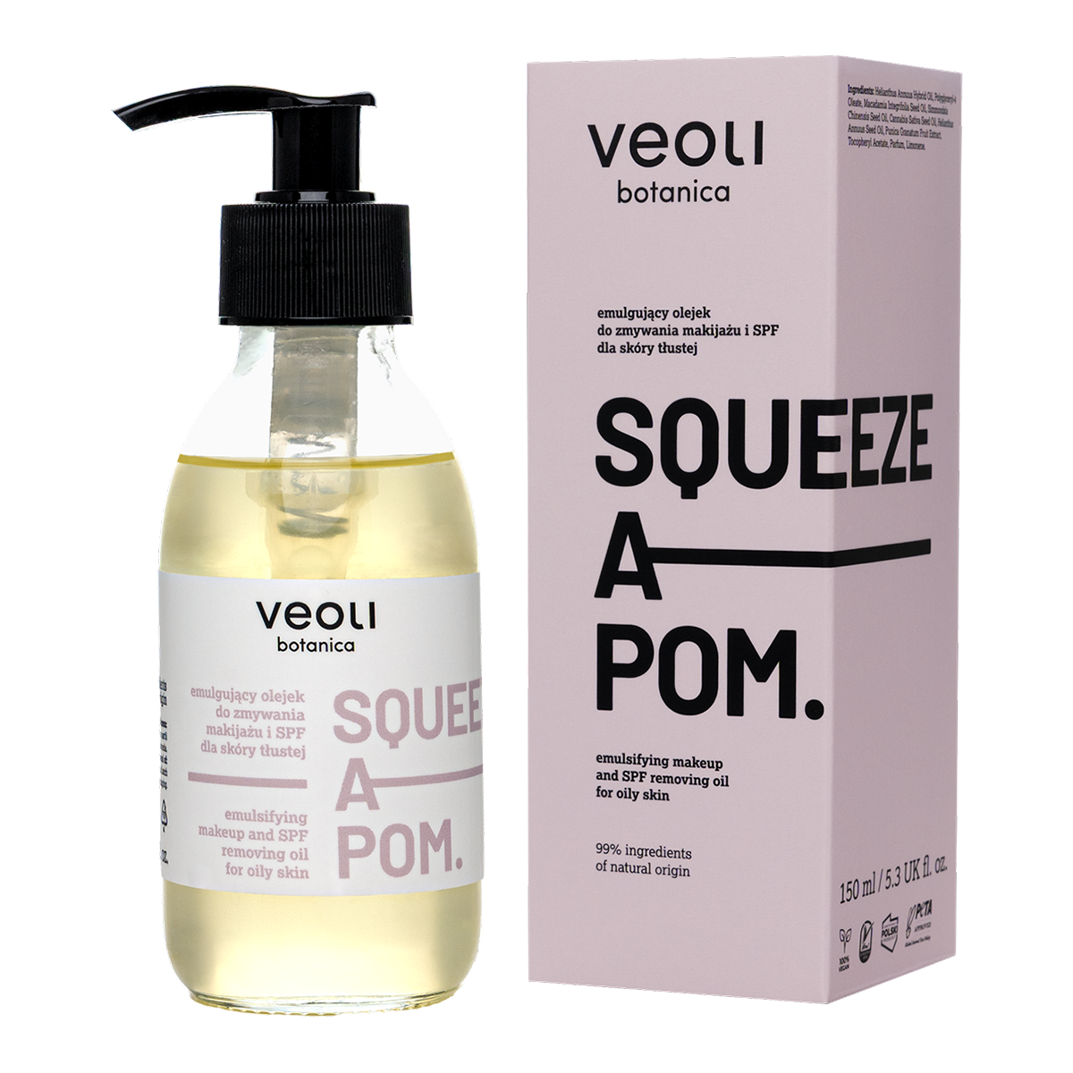 Nieznana Veoli Botanica Squeeze A Pom, olejek emulgujący do zmywania makijażu i SPF do skóry tłustej, 150 ml — Inhaltsstoffe und Bewertung