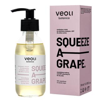 Veoli Botanica Squeeze A Grape, olejek emulgujący do zmywania makijażu i SPF do skóry suchej, 150 ml - zdjęcie produktu