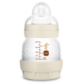 MAM Perfect Start, butelka antykolkowa ze smoczkiem SkinSoft™, niemowlęca, od urodzenia, beżowa, 130 ml MAM Perfect Start, butelka antykolkowa ze smoczkiem SkinSoft™, niemowlęca, od urodzenia, beżowa, 130 ml - zdjęcie produktu