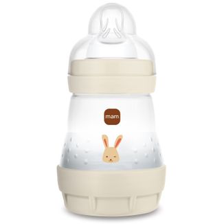 MAM Perfect Start, butelka antykolkowa ze smoczkiem SkinSoft™, niemowlęca, od urodzenia, beżowa, 160 ml MAM Perfect Start, butelka antykolkowa ze smoczkiem SkinSoft™, niemowlęca, od urodzenia, beżowa, 160 ml - zdjęcie produktu