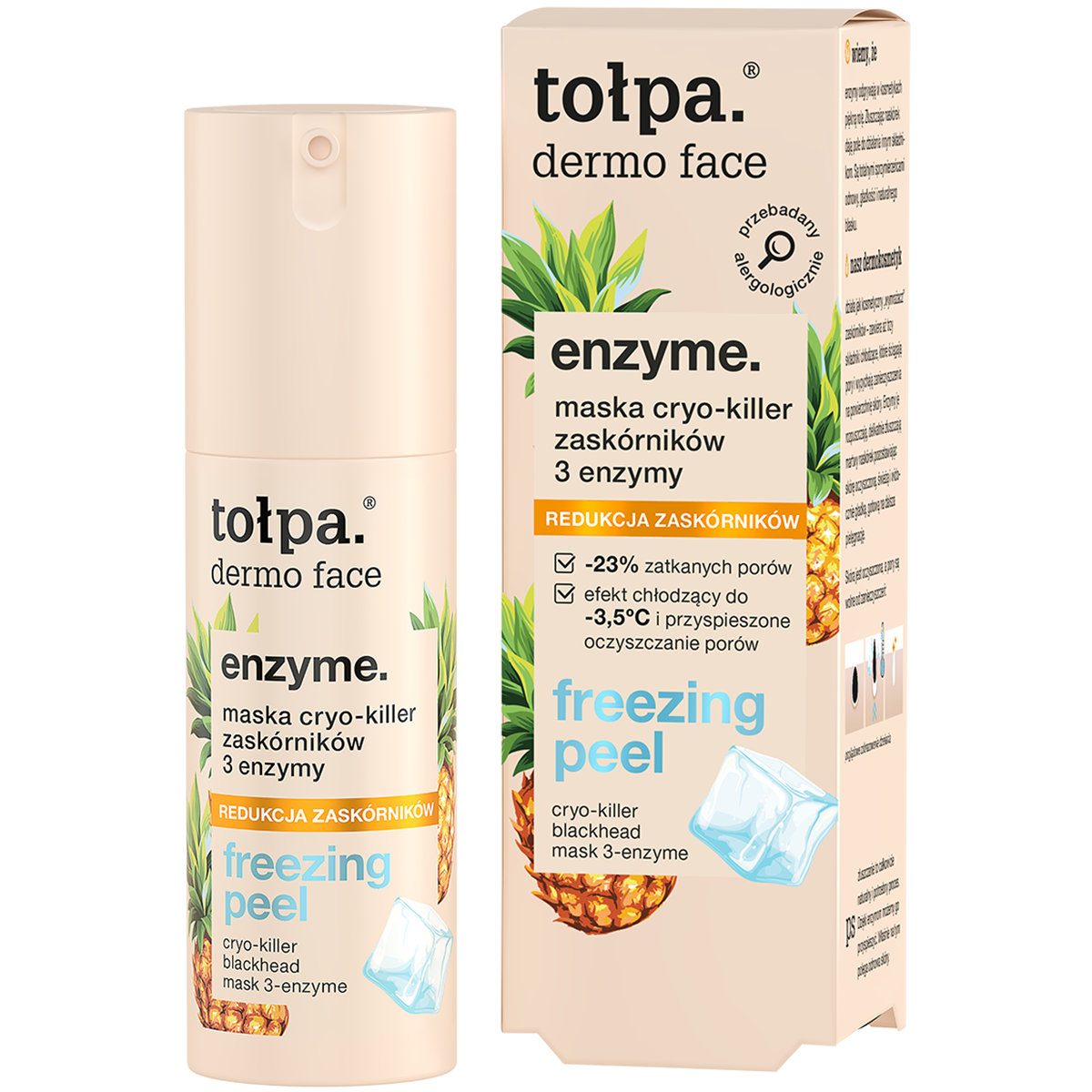 Tołpa Tołpa Dermo Face Enzyme, maska cryo-killer zaskórników, 3 enzymy, freezing peel, 50 ml — Składniki i ocena