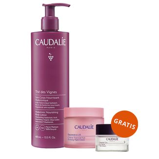 Caudalie Resveratrol-Lift, krem na noc Tisane de Nuit, 50 ml + balsam do ciała z kwasem hialuronowym, 400 ml + krem do twarzy, 15 ml gratis - zdjęcie produktu