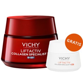 Vichy Liftactiv Collagen Specialist, przeciwzmarszczkowy krem z witaminą Cg i peptydami na noc, 50 ml + krem na dzień, 15 ml gratis - zdjęcie produktu