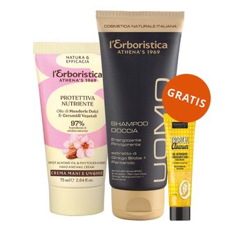 L'Erboristica Migdał & Fitoceramidy, ochronny i odżywczy krem do rąk i paznokci, 75 ml + żel pod prysznic 2w1, 100 ml i żel do oczyszczania twarzy, 20 ml gratis - zdjęcie produktu