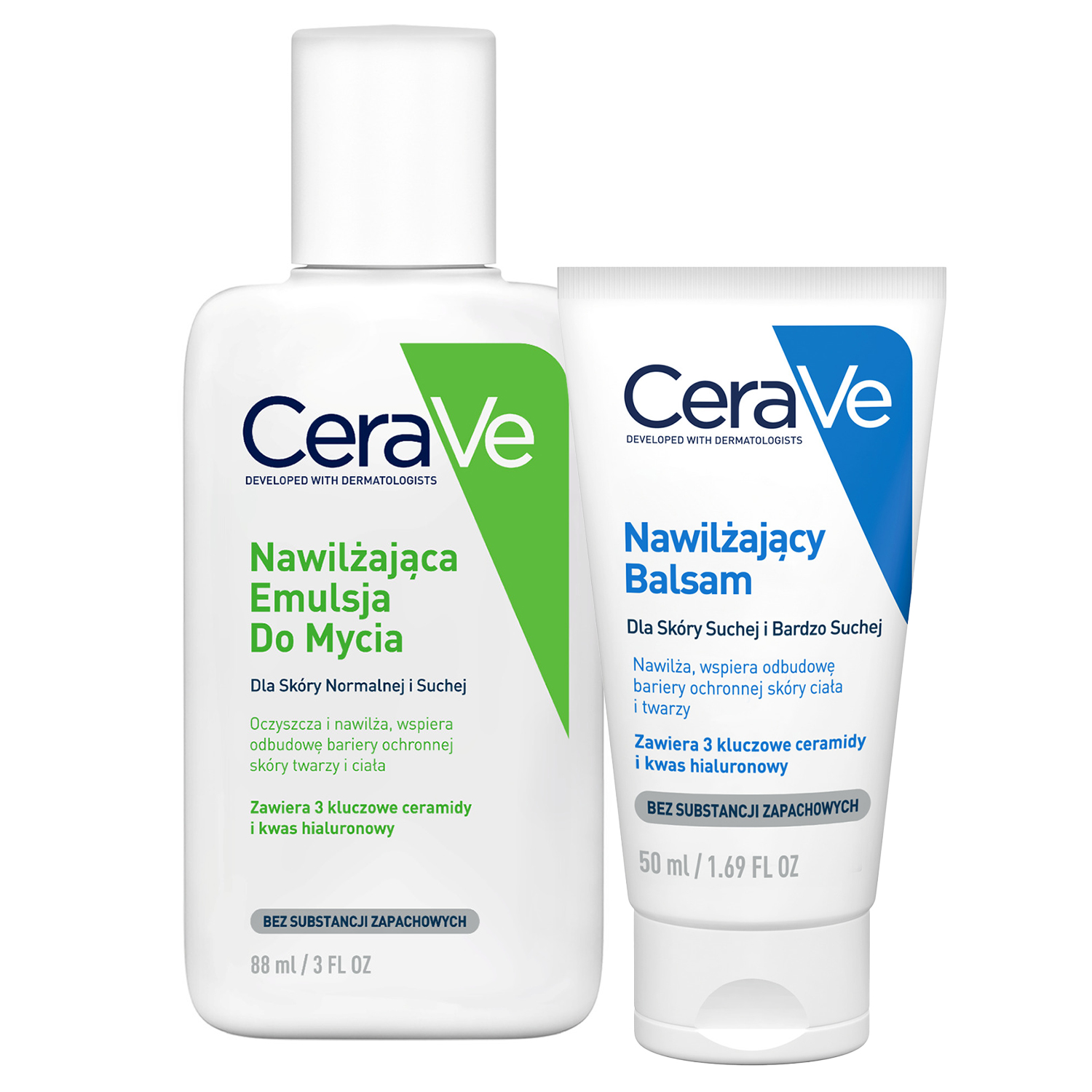 Cerave Set CeraVe, Emulsion feuchtigkeitsspendend zur Reinigung, Haut normal und trocken, 88 ml + Lotion feuchtigkeitsspendend für Gesicht und Körper mit Ceramiden, trockene Haut und sehr trocken, 50 ml — Inhaltsstoffe und Bewertung