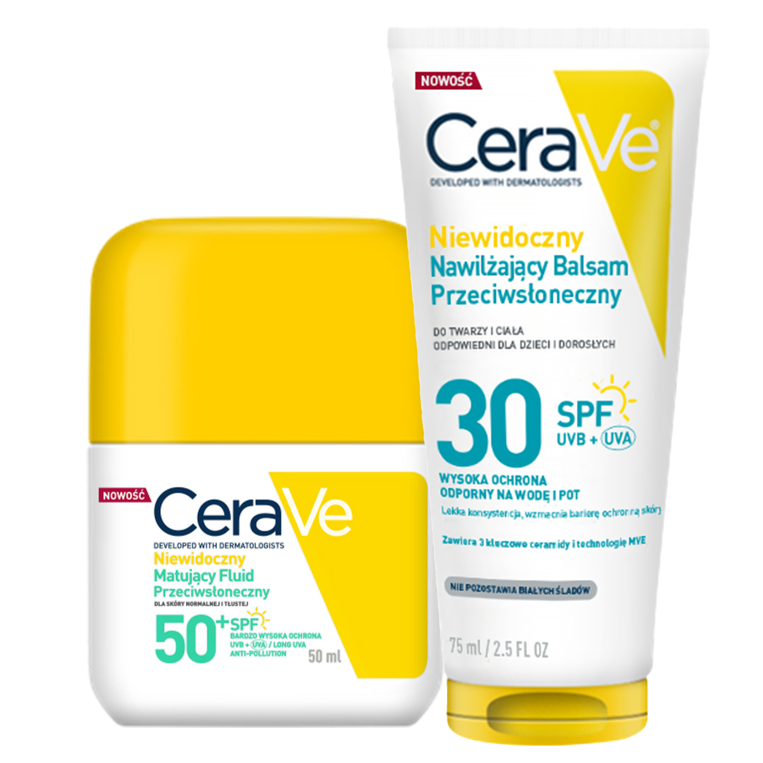 Cerave Set CeraVe, unsichtbar mattierend fluid mit Sonnenschutz, Haut normal und fettig, SPF 50+, 50 ml + Lotion mit Sonnenschutz, SPF 30, 75 ml — Inhaltsstoffe und Bewertung