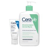 Zestaw CeraVe, oczyszczający żel do mycia z ceramidami, skóra normalna i tłusta, 473 ml + nawilżający krem z ceramidami do twarzy, skóra normalna i sucha, 52 ml - miniaturka zdjęcia produktu