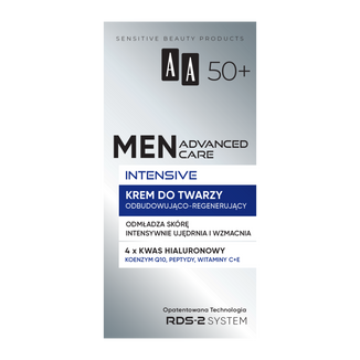 AA Men Advanced Care Intensive 50+, krem do twarzy odbudowująco-regenerujący, 50 ml AA Men Advanced Care Intensive 50+, krem do twarzy odbudowująco-regenerujący, 50 ml - zdjęcie produktu