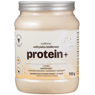 Manufaktura Rodziny Sadowskich Protein+, roślinna odżywka białkowa, smak waniliowy z mleczkiem pszczelim, 700 g - zdjęcie produktu