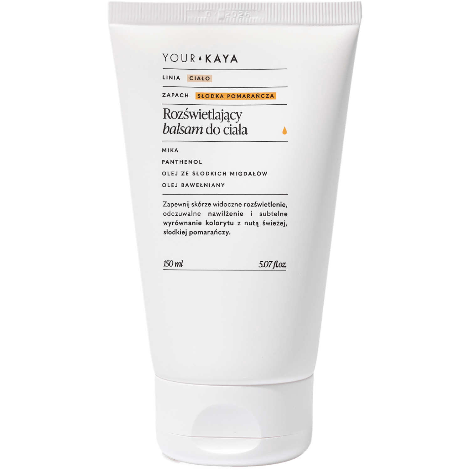 Your Kaya Your KAYA, rozświetlający balsam do ciała o zapachu słodkiej pomarańczy, 
150 ml
