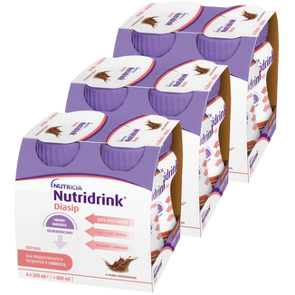 Zestaw Nutridrink Diasip, preparat odżywczy dla diabetyków, smak czekoladowy, 12 x 200 ml - zdjęcie produktu